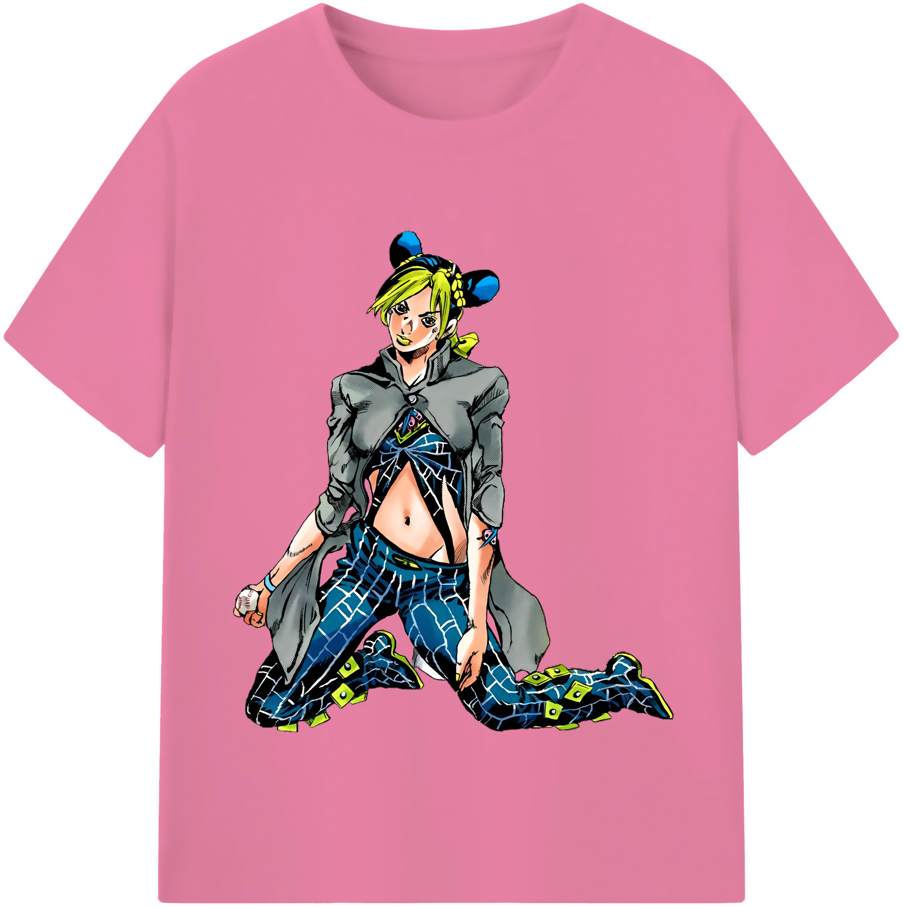 （画像用） "ジョジョの奇妙な冒険 くうじょう ジョリーン JoJo's Bizarre Adventure Jolyne Cujoh " 綿100％半袖Tシャツ（フロントプリント）